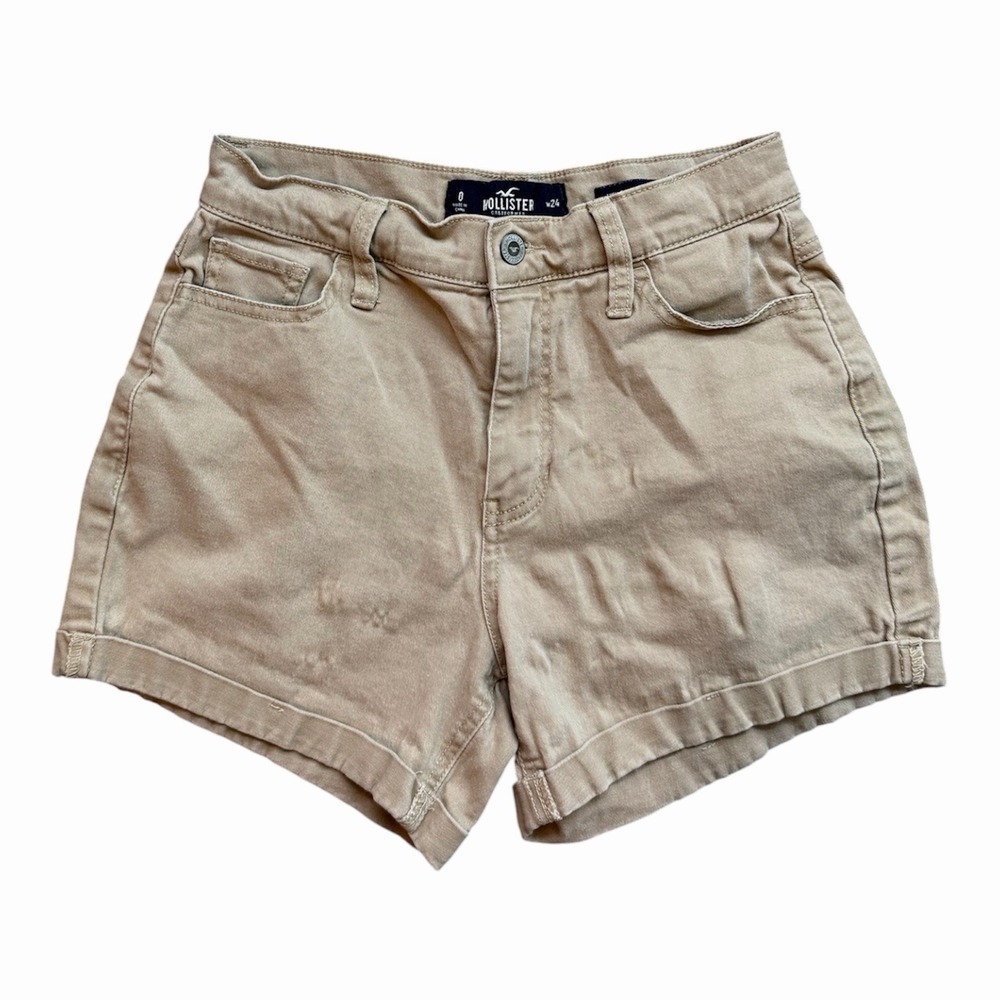 Women's Hollister Co Khaki Shorts, Tan Waist Size 24, Inseam 3.5" Size 0